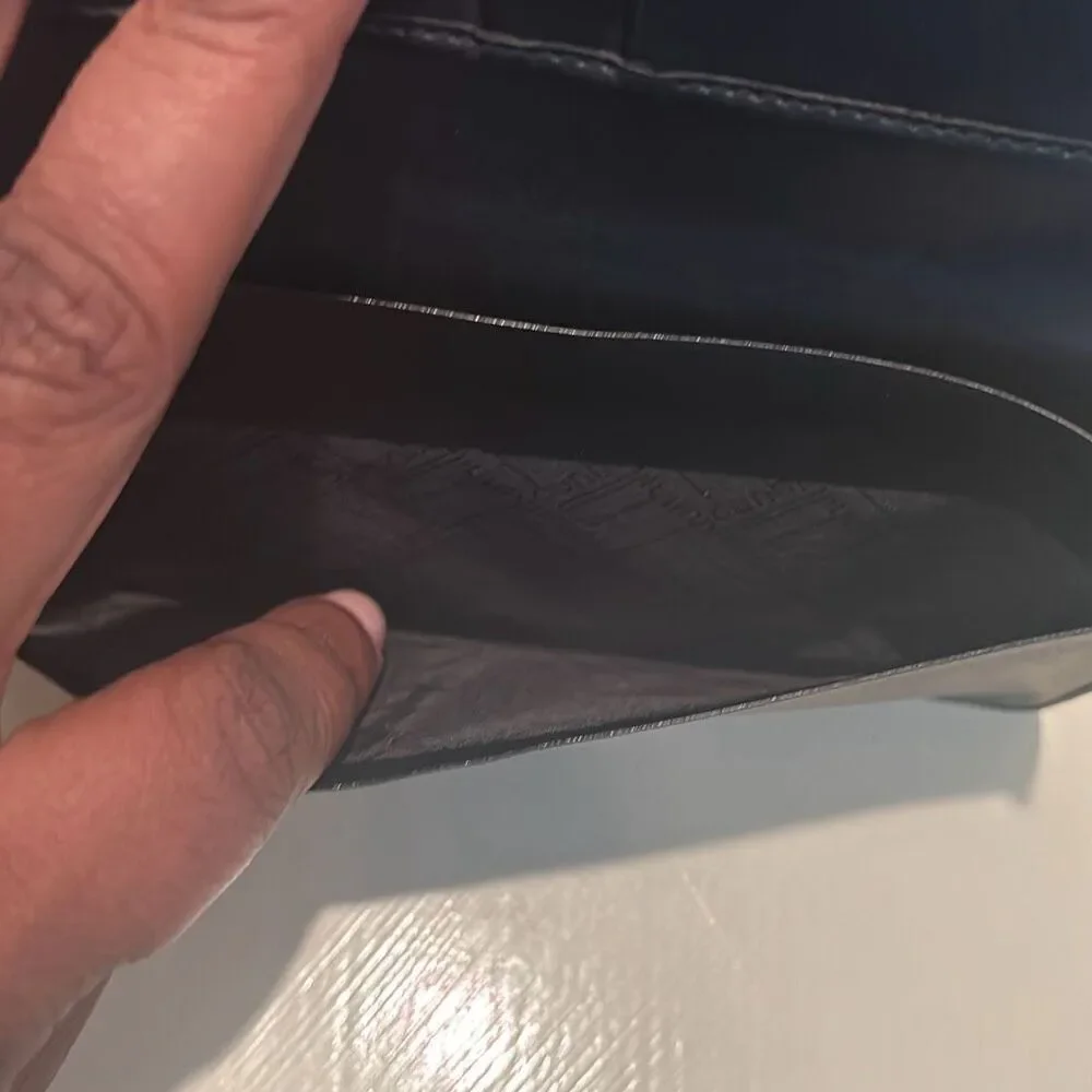 Dunhill Foldover Long Wallet Black Leather Checkbook Cardholder Travel Buisness